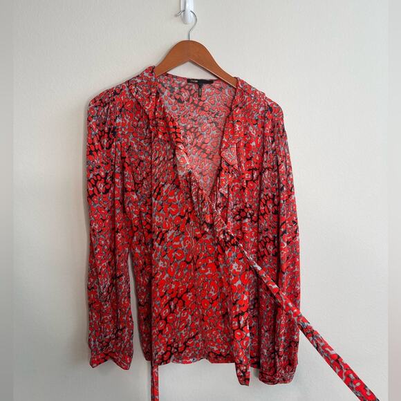 Maje Lito Leopard-Print Wrap Top M - Picture 7 of 13